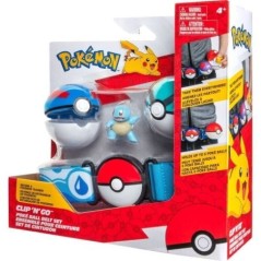 Ceinture - BANDAI - Pokémon Clip N' Go - 1 ceinture, 2 Poké Balls et 1 figurine Carapuce 5 cm