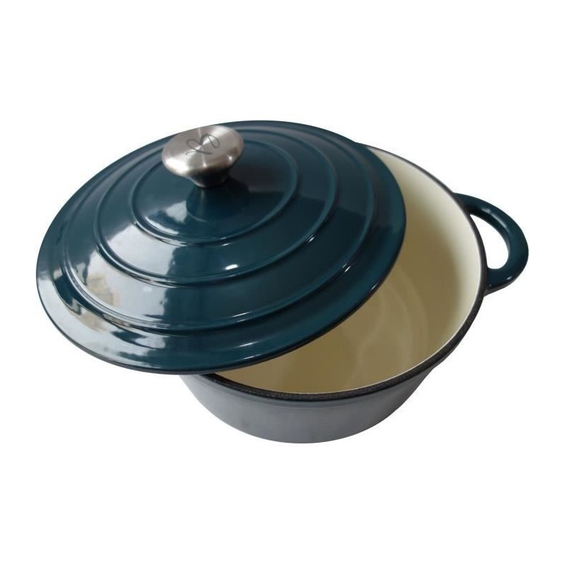 Cocotte BAUMALU24 cm - Forme ronde - Bleu vert Cocotte BAUMALU24 cm - Forme ronde - Bleu vert