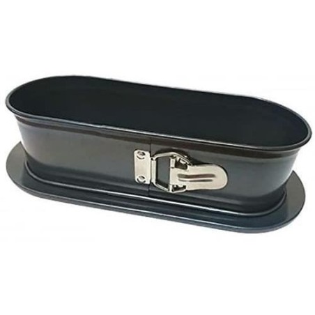Moule a charnieres ovale - BAUMALU - 31x12x8 cm - Acier revetu Carbon steel 0,8 mm - Antiadhérent anthracite