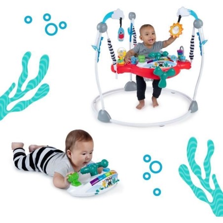 BABY EINSTEIN Aire d'Eveil a Rebonds Ocean Explorers - Petit Avion, Jouets interactifs multilingues, Siege pivotant a 360 degré