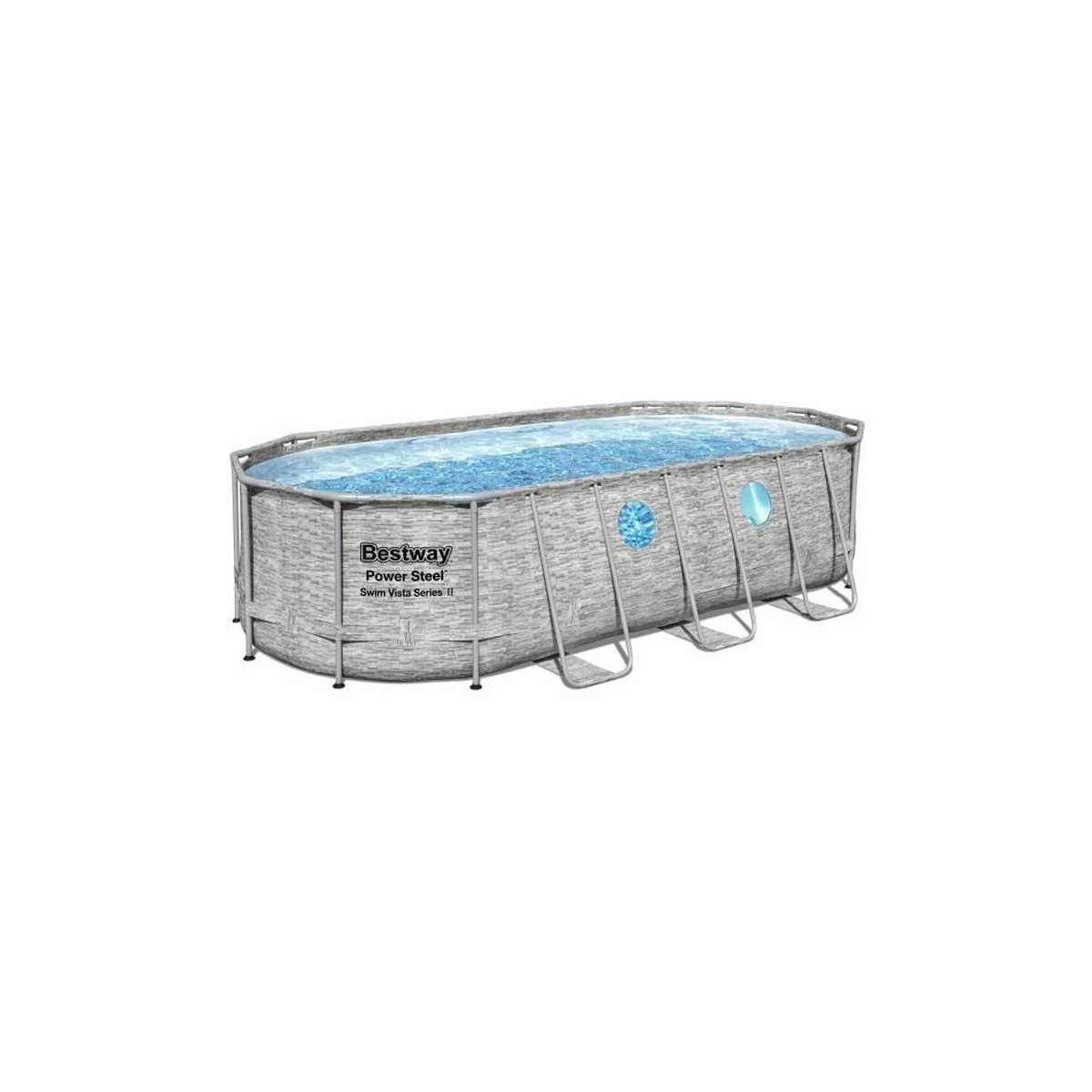 Kit Piscine hors sol - BESTWAY - Power Steel - 549 x 274 x 122 cm - Ovale (Avec pompe de filtration, échelle, bâche)