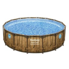 Piscine BESTWAY hors sol ronde Power Steel SwimVista 488 x 122 cm motif bois