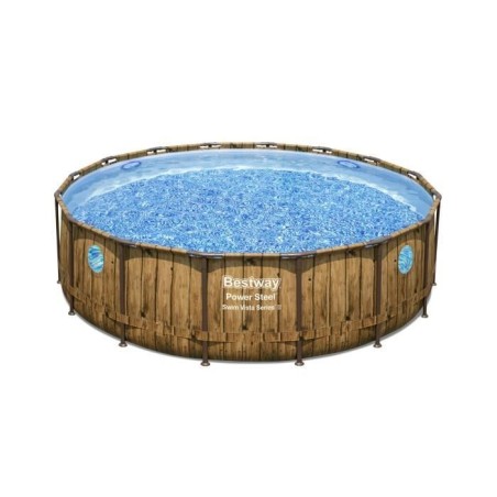 Piscine BESTWAY hors sol ronde Power Steel SwimVista 488 x 122 cm motif bois