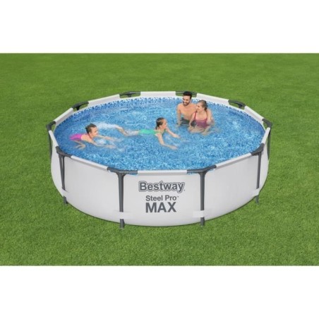 Kit Piscine hors sol tubulaire BESTWAY Steel Pro Max - 305 x 76 cm - Ronde (Avec épurateur a cartouche et pompe de filtration
