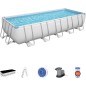 Kit Piscine hors sol tubulaire BESTWAY Power Steel - 640 x 274 x 132 cm - Rectangulaire (Filtre, échelle, diffuseur, bâche)