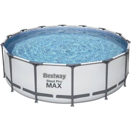 Kit Piscine hors sol tubulaire BESTWAY Steel Pro Max - 427 x 122 cm - Ronde (Avec un filtre a cartouche, une bâche et une éc