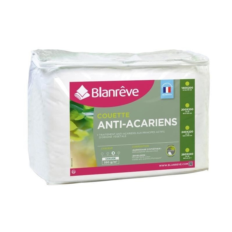 BLANREVE Couette chaude Percale - Anti-acariens - 350g/m² - 220x240cm