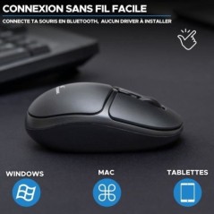 Souris Sans Fil - BLUESTORK - Office 25 - PC/MAC - Noir - Connexion 2.4 GHz - Autonomie Longue Durée