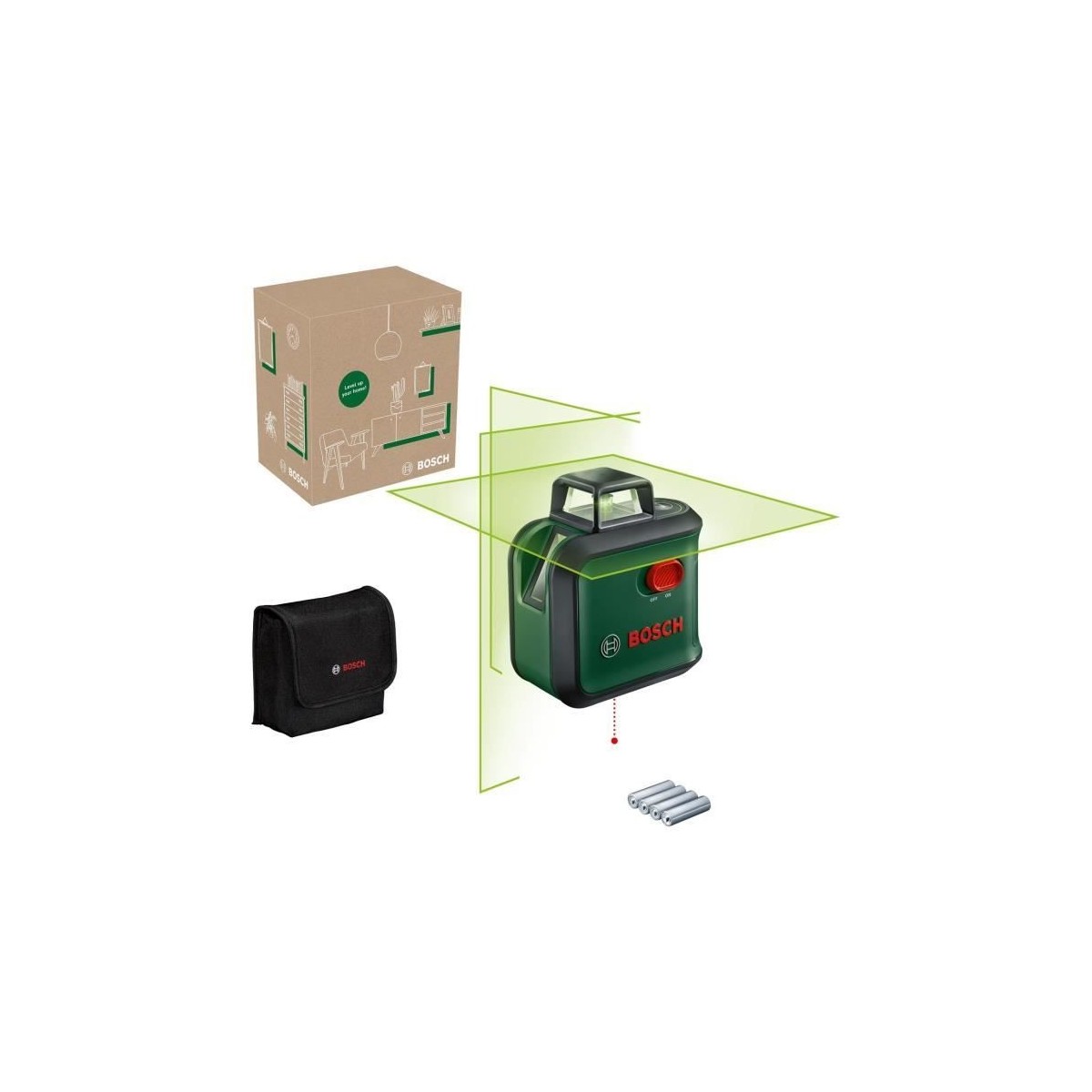 Laser lignes AdvancedLevel 360 de Bosch (3 laser lignes avec laser a 360° pour un alignement dans toute une piece, dans boît