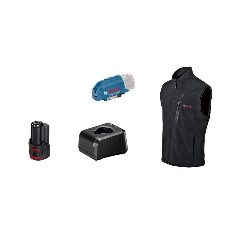 Veste chauffante Bosch Professional GHV 12+18V XA taille L, avec batterie 12V - 06188000G6 Veste chauffante Bosch Professional GHV 12+18V XA taille L, avec batterie 12V - 06188000G6