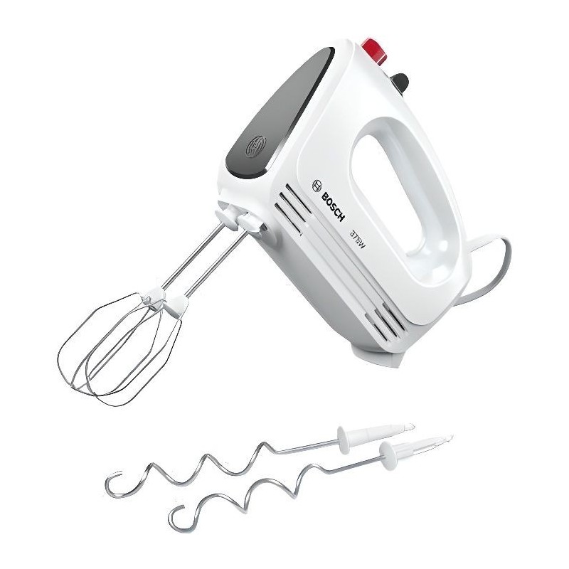 Batteur a main BOSCH CleverMixx MFQ22100 - 375W - 4 vitesses + pulse - Blanc/Argent
