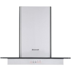 Hotte décorative murale BRANDT BHB1644IX - 60cm - Evacuation & recyclage - Inox + Verre - 552 m3/h