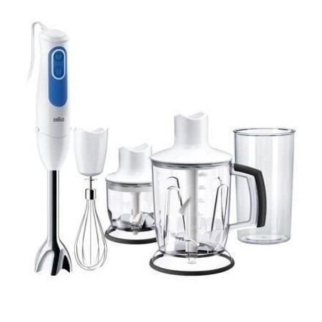 Mixeur plongeant - BRAUN - MQ3045WH Aperitive - MultiQuick 3 avec 2 hachoirs - Blanc et Bleu