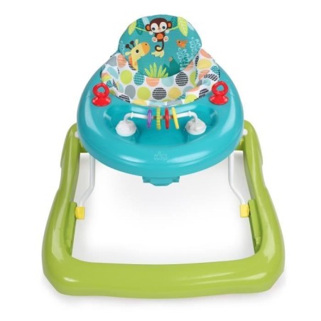 BRIGHT STARTS Trotteur Safari, Jouets interactifs, Hauteur Réglable, Pliage extra plat
