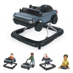 BRIGHT STARTS Trotteur et centre d'activités Ford Bronco 4-en-1, jouet de volant interactif et amovible, gris, a partir de 6 mo