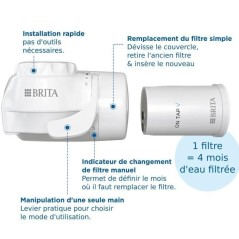 Systeme de filtration sur robinet - BRITA - ON TAP V - 600 L d'eau filtrée / 4 mois - 3 modes d'utilisations - 5 adaptateurs in