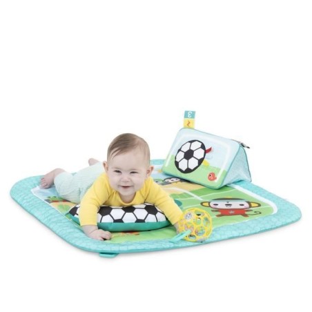 BRIGHT STARTS Tapis d'Eveil Football, Arche de jeu avec jouets Oball détachables, Musique et Lumieres, Dimensions : 47 x 74 x 7