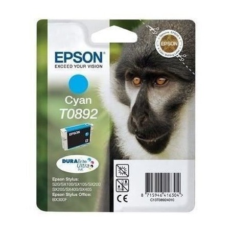 EPSON Cartouche d'encre T0892 Cyan - Singe (C13T08924011)