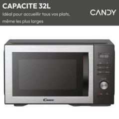 Micro-ondes Gril Candy Essenza CMGA31EDLB 1000W 31L Digital Noir - Fonction Nettoyage Auto - 5 Niveaux de Puissance -10 Menus Au