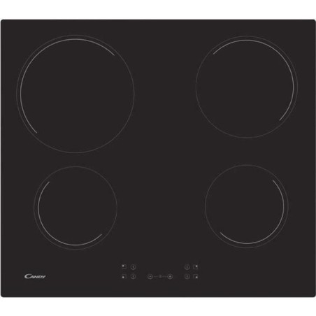 Plaque de cuisson vitrocéramique CANDY CH64CCB - 4 foyers - L 56 x P 49 cm - Revetement verre noir