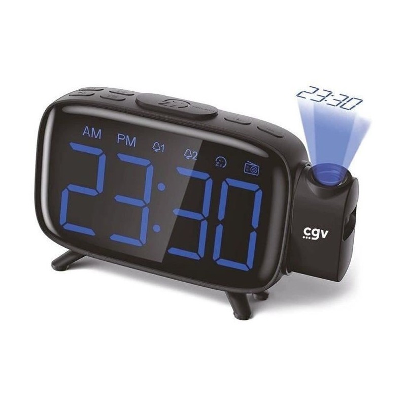 Radio réveil avec projection de l'heure - CGV - CR-P10 - Double alarme - Gros boutons - Utilisation facile Radio réveil avec projection de l'heure - CGV - CR-P10 - Double alarme - Gros boutons - Utilisation facile