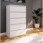 Commode CHELSEA 5 tiroirs - 77,2 cm - Décor blanc mat Commode CHELSEA 5 tiroirs - 77,2 cm - Décor blanc mat