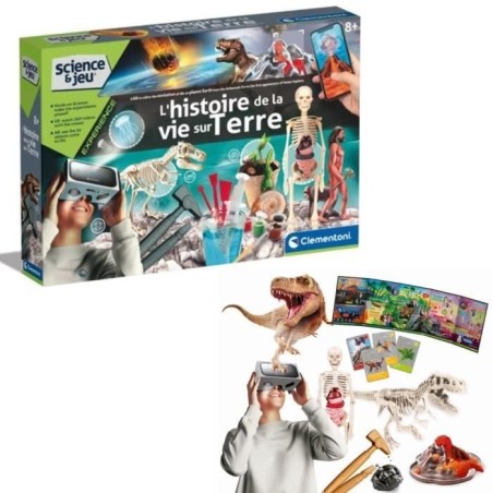 Clementoni - Sciences et jeu - L'histoire de la vie sur Terre - Réalité Virtuelle - Plus de 50 expériences - Fabriqué en Ita