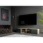 Meuble TV PILVI - Style contemporain- Décor Chene et noir - 2 Portes + 4 niches - L 180 x P 42 x H 37 cm Meuble TV PILVI - Style contemporain- Décor Chene et noir - 2 Portes + 4 niches - L 180 x P 42 x H 37 cm