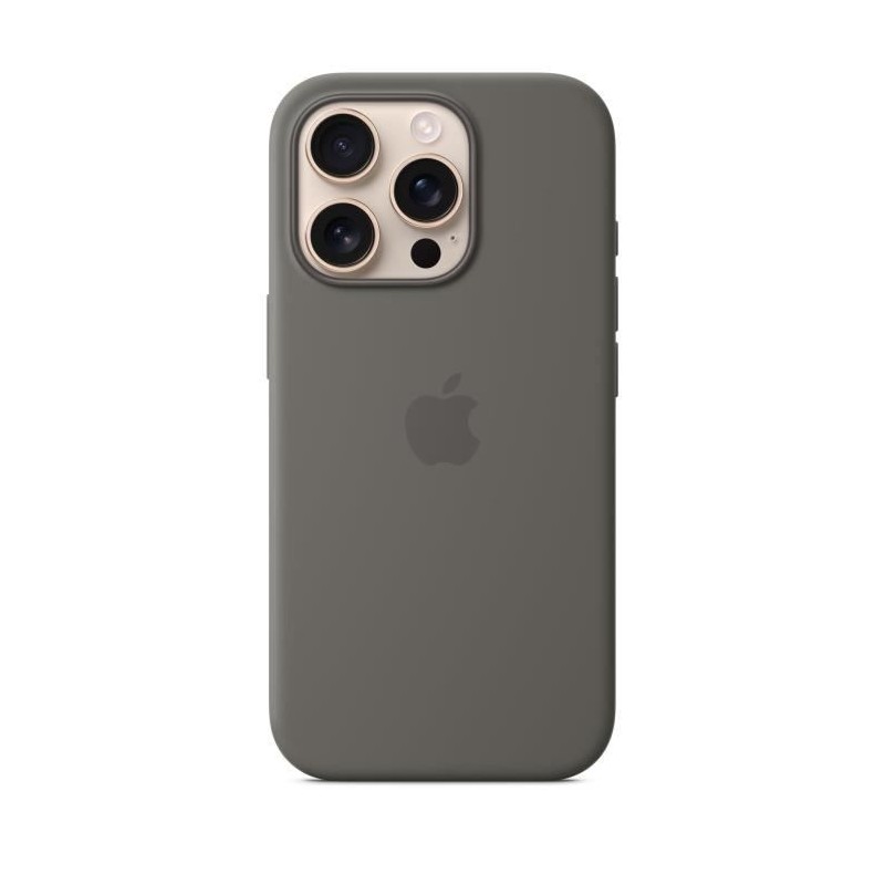 APPLE iPhone 16 Pro - Coque en silicone avec MagSafe - Stone Gray APPLE iPhone 16 Pro - Coque en silicone avec MagSafe - Stone Gray