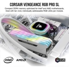 Mémoire RAM - CORSAIR - Vengeance RGB Pro SL DDR4 - 32GB 2x16GB DIMM - 3600 MHz  - 1.35V - Blanc (CMH32GX4M2D3600C)