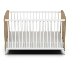 Ensemble duo 60 comprenant 1 lit a barreaux 60 x 120 cm & 1 commode a langer 2 tiroirs - NAILI - Hamilton / Blanc mat - DEMEYERE