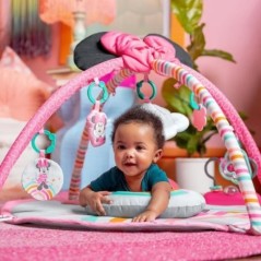 DISNEY BABY Tapis d'éveil Minnie My Best Friend, Musique et Lumieres, Arche de jeu avec 6 jouets