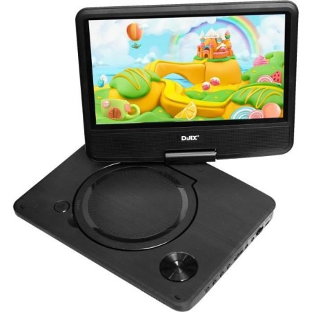 Lecteur DVD portable DJIX PVS906-20 9 rotatif avec port USB et lecteur carte SD - Noir