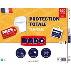 Pack couette 200x200 cm + 2 oreillers 60x60 cm + 2 proteges oreiller 60x60 cm - garnissage 100% Polyester - 350g/m² - blanc - D