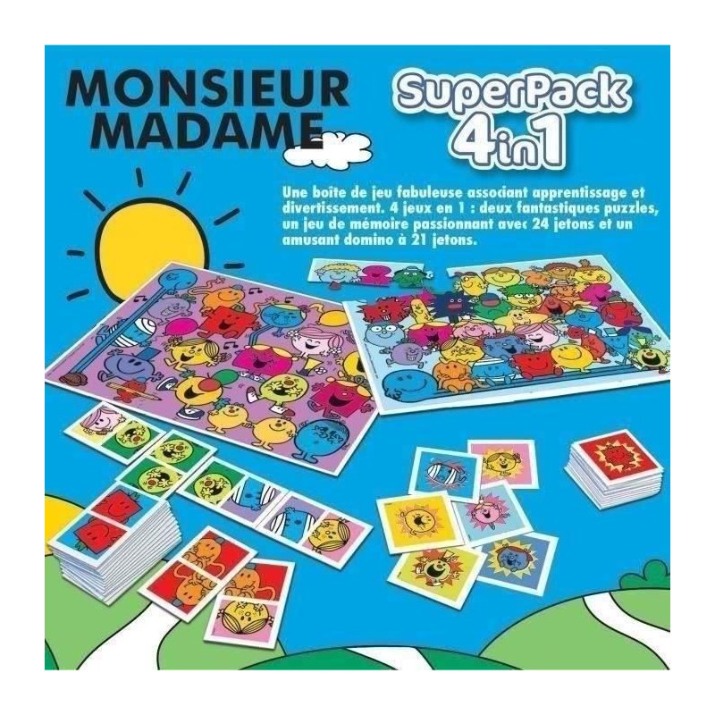2 jeux éducatifs basiques et 2 puzzles - EDUCA - Educa Superpack Monsieur Madame