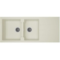 STRADOUR Evier cuisine a encastrer 2 bacs + 1 égouttoir Aloa - Résine - 116 x 50 cm - Blanc