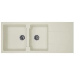 STRADOUR Evier cuisine a encastrer 2 bacs + 1 égouttoir Aloa - Résine - 116 x 50 cm - Blanc