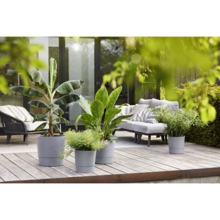 Pot de fleur Elho Plastique Carré Greensense Aqua Care Ciment Clair 29,5 x 29,,5 x H 29,1 cm 15 L