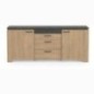 Ensemble Séjour - AUSTIN - Table salle a manger 170x90 cm - Vitrine - Enfilade 2 portes - Chene Hamilton et gris Ensemble Séjour - AUSTIN - Table salle a manger 170x90 cm - Vitrine - Enfilade 2 portes - Chene Hamilton et gris