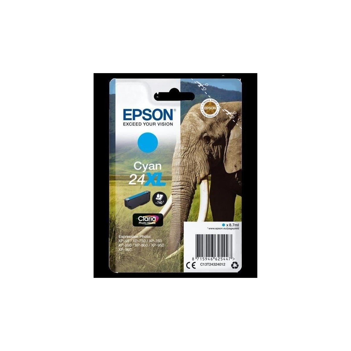 EPSON Cartouche d'encre T2432 XL Cyan - Eléphant (C13T24324012)