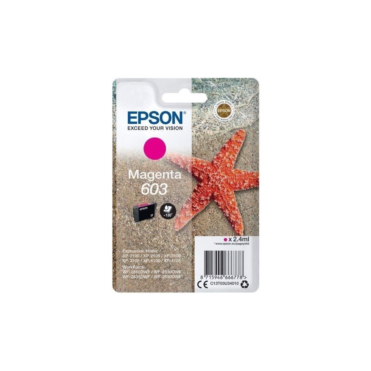 EPSON Cartouche d'encre 603 Magenta - Etoile de mer (C13T03U34010)