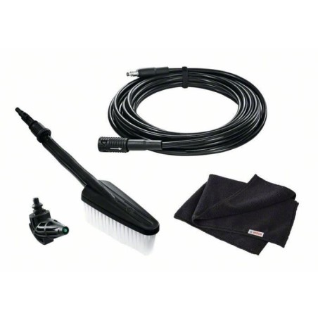Kit de nettoyage voiture pour nettoyeurs haute pression BOSCH - Brosse de lavage, Tuyau haute pression, Buse a 90°, Chiffon
