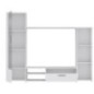 Meuble TV paroi PILVI - Particules mélaminé -Décor blanc mat - porte vitrée + 1 abattant + 5 niches - L220 x P41 x H177,5 cm Meuble TV paroi PILVI - Particules mélaminé -Décor blanc mat - porte vitrée + 1 abattant + 5 niches - L220 x P41 x H177,5 cm