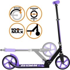 UNIVERSAL - Trottinette pliable ajustable 200mm avec béquille Mauve SKIDS CONTROL