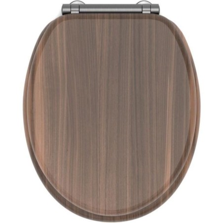 Abattant WC - GELCO - Walnut Noyer - MDF FSC - Frein de chute - Charnieres métal graphite brossé