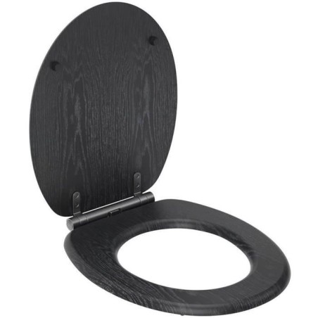 Abattant WC - Gelco - North Noir - MDF FSC - Frein de chute - Charnieres métal graphite brossé