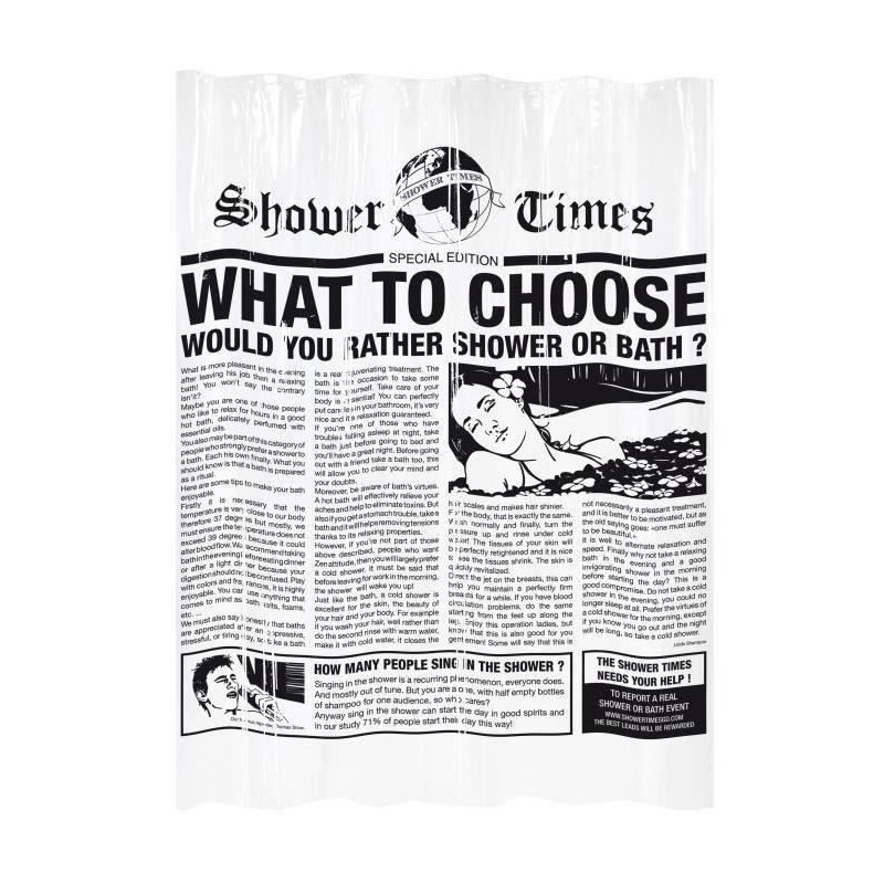 GELCO Rideau de douche Gazette 180 x 200 cm noir GELCO Rideau de douche Gazette 180 x 200 cm noir