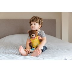 Gipsy Toys - Petit Ours Brun  Peluche Musicale Qui Parle Conteur d'Histoires - 28 cm  Marron Jaune Rouge