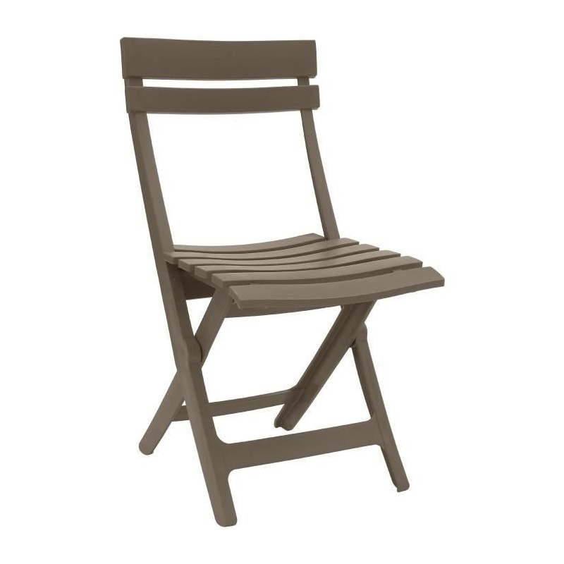 Chaise pliante Miami - GROSFILLEX - Taupe - Résistante aux intempéries et UV