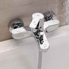 Mitigeur monocommande bain douche - GROHE - Get - Montage mural - Raccord fileté - Rosaces métal